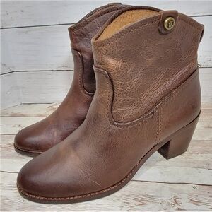 Frye Jolene Brown Leather Ankle Boots